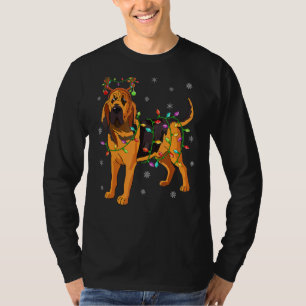 Bloodhound Dog Lighting Reindeer Hat Bloodhound Ch T-Shirt