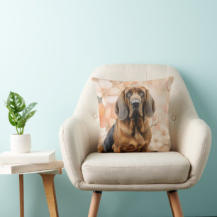 Bloodhound Dog Lover and Peach Blossoms Cushion