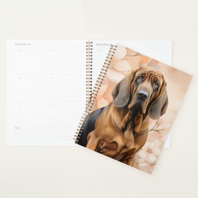 Bloodhound Dog Lover and Peach Blossoms Planner (Display)