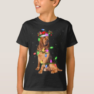 Bloodhound Dog Lover Xmas Lights Santa Bloodhound T-Shirt