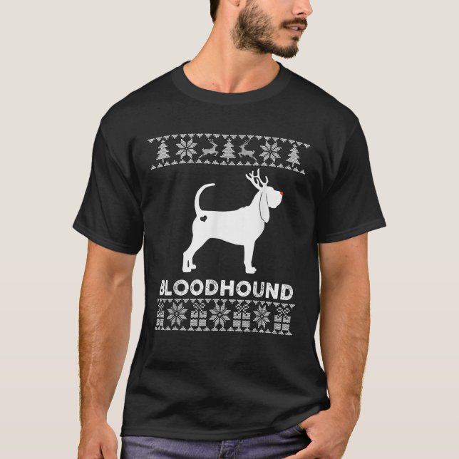 Bloodhound Dog Lover Xmas Reindeer Ugly Christmas  T-Shirt (Front)