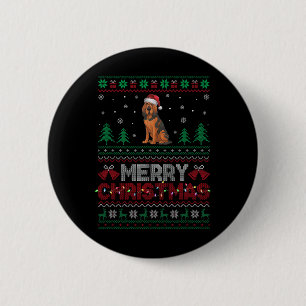 Bloodhound Dog Lovers Santa Hat Christmas Tree Lig 6 Cm Round Badge