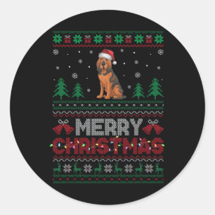 Bloodhound Dog Lovers Santa Hat Christmas Tree Lig Classic Round Sticker