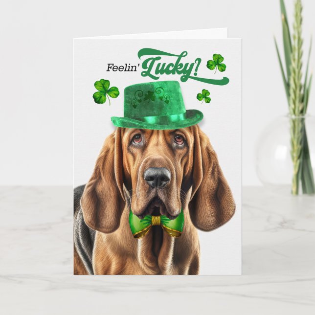 Bloodhound Dog Lucky St Patrick's Day Holiday Card (Front)