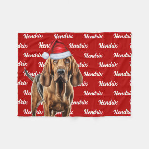 Bloodhound Dog Name Christmas Holiday Fleece Blanket