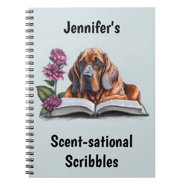 Bloodhound Dog Personalised Notebook (Front)