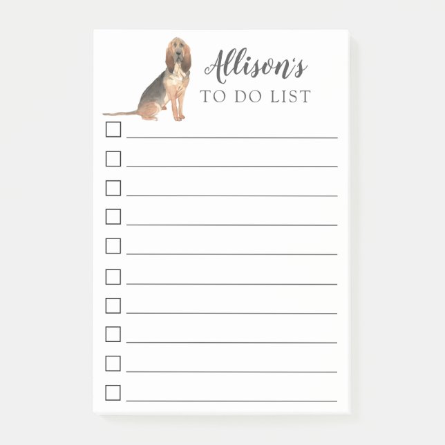 BloodHound Dog Personalised To Do List Post-it Notes (Front)
