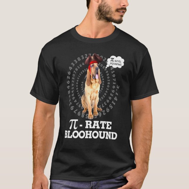 Bloodhound Dog Pirate Costume Pi Day T-Shirt (Front)