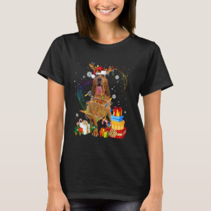 Bloodhound Dog Reindeer Santa Christmas Pajamas Fa T-Shirt