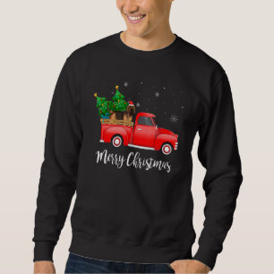 Bloodhound Dog Riding Red Truck Christmas Sweatshirt