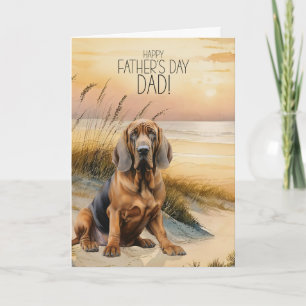 Bloodhound Dog Sunset Beach Father's Day Holiday Card