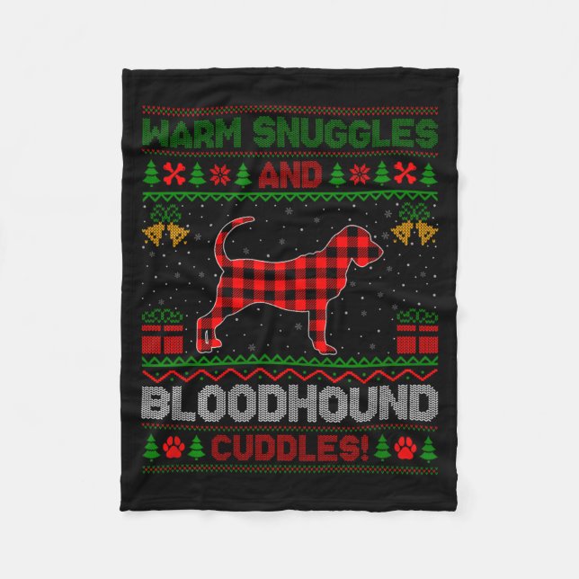 Bloodhound Dog Ugly Christmas Sweater Funny Dog Lo Fleece Blanket (Front)
