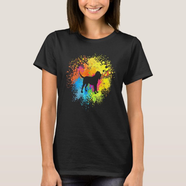 Bloodhound Dog Watercolor Silhouette T-Shirt (Front)