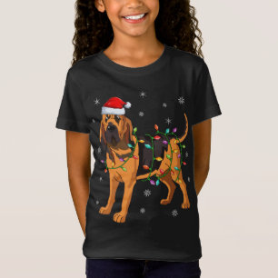 Bloodhound Dog Xmas Lighting Santa Hat Bloodhound T-Shirt