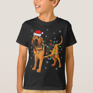 Bloodhound Dog Xmas Lighting Santa Hat Bloodhound T-Shirt