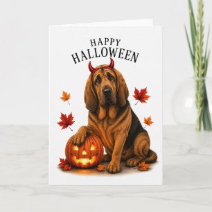 Bloodhound Halloween Devil Dog Card