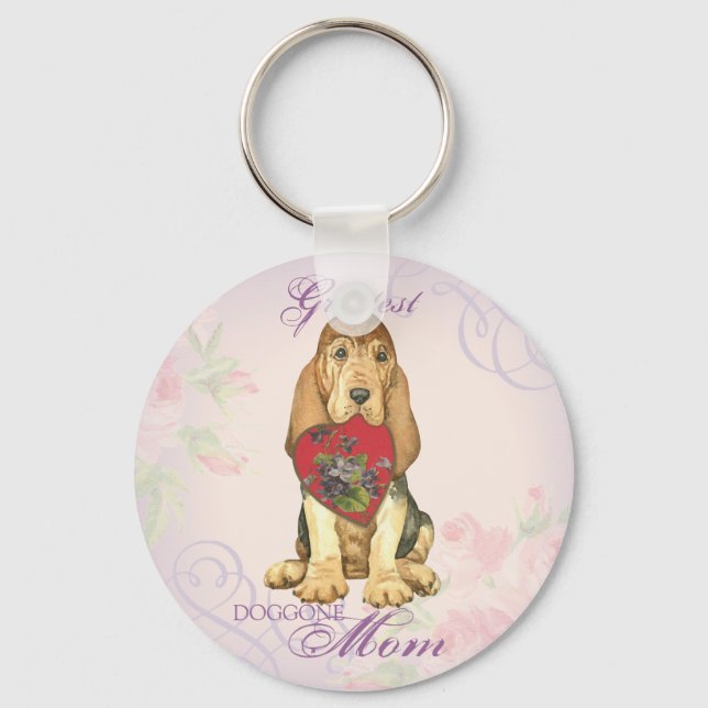Bloodhound Heart Mom Key Ring (Front)