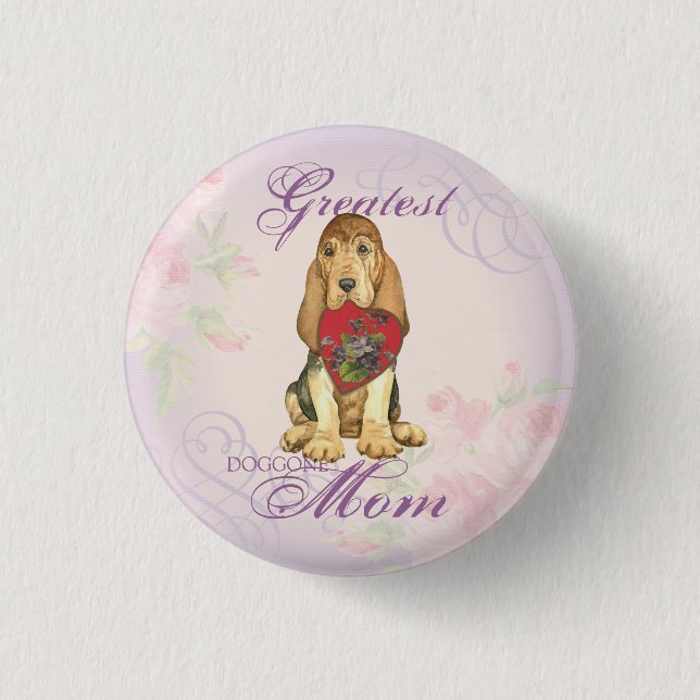 Bloodhound Heart Mum Pinback Button (Front)