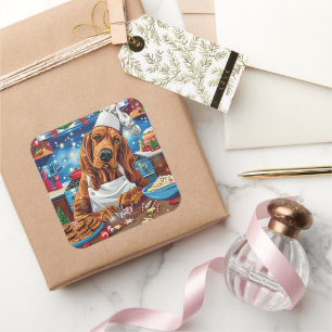 Bloodhound Holiday Baking: Festive Christmas Square Sticker