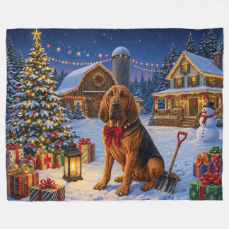 Bloodhound Holiday  Fleece Blanket