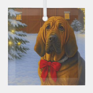 Bloodhound Holiday Glass Tree Decoration