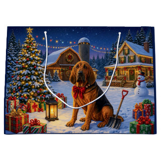 Bloodhound Holiday  Large Gift Bag
