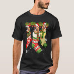 Bloodhound In Sock Christmas Santa Hat Xmas Dog T-Shirt<br><div class="desc">Bloodhound In Sock Christmas Santa Hat Xmas Dog</div>