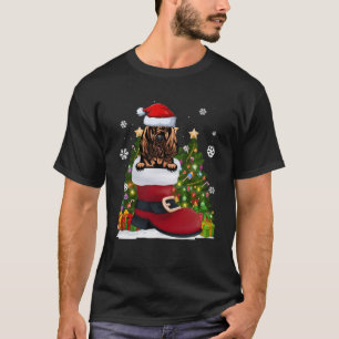 Bloodhound in the Shoe Santa Hat Ugly Christmas Sw T-Shirt