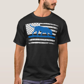 Bloodhound K9 Police Officer USA Flag Thin Blue Li T-Shirt