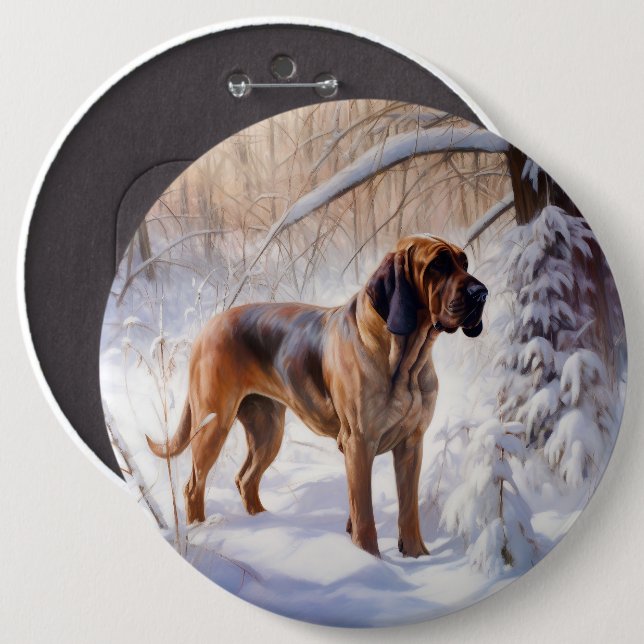 Bloodhound Let It Snow Christmas 6 Cm Round Badge (Front & Back)