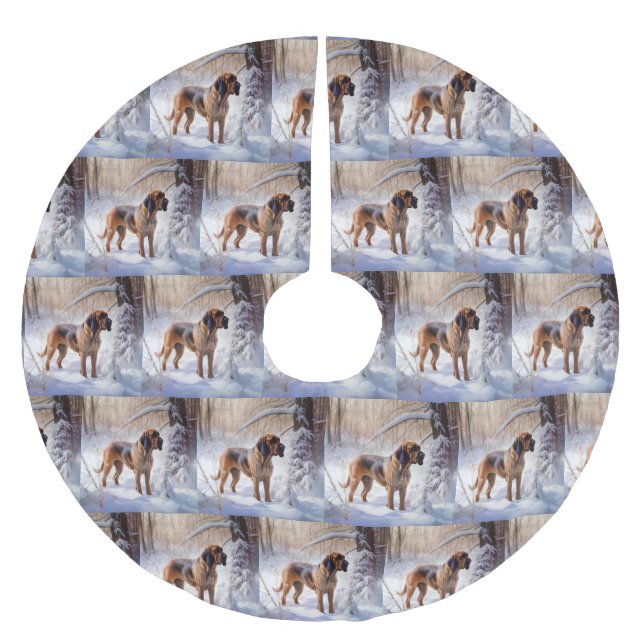Bloodhound Let It Snow Christmas Brushed Polyester Tree Skirt (Front)