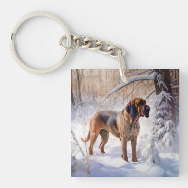 Bloodhound Let It Snow Christmas Key Ring (Front)