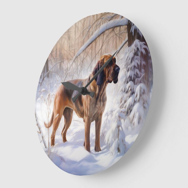 Bloodhound Let It Snow Christmas Large Clock (Angle)