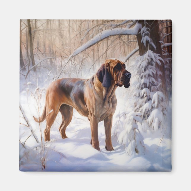 Bloodhound Let It Snow Christmas Magnet (Front)