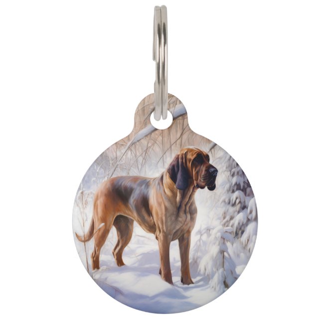 Bloodhound Let It Snow Christmas Pet Tag (Front)