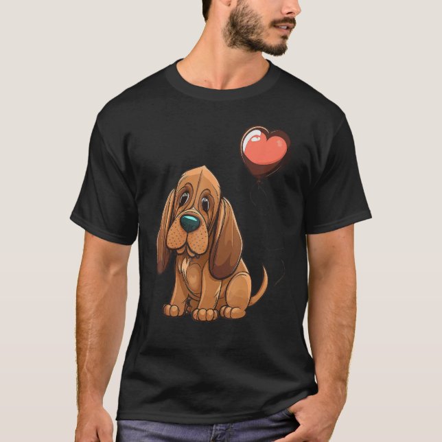 Bloodhound Love Heart for Valentines Day on Bloodh T-Shirt (Front)
