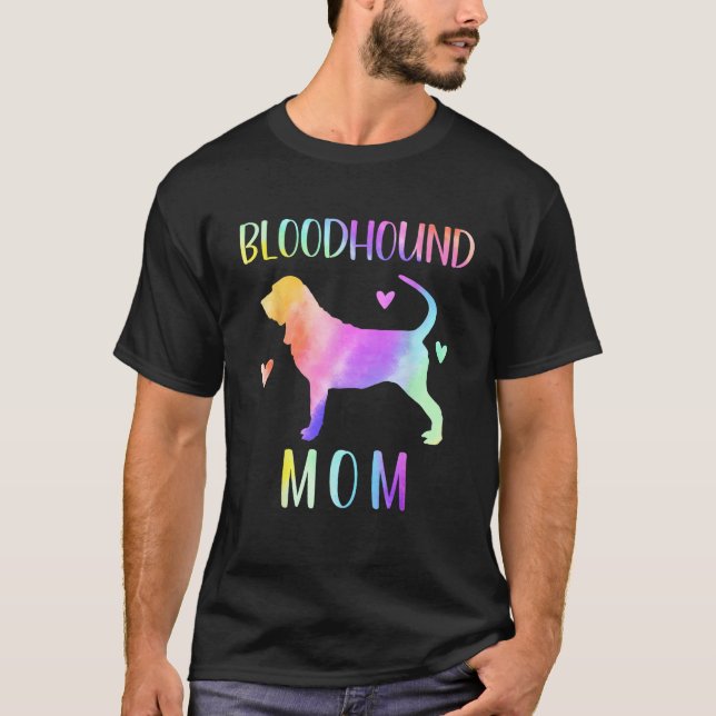 Bloodhound Mom Blood Hound Dog Mom Rainbow Waterco T-Shirt (Front)
