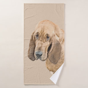 Bloodhound Painting - Cute Original Dog Art Bath Towel Set