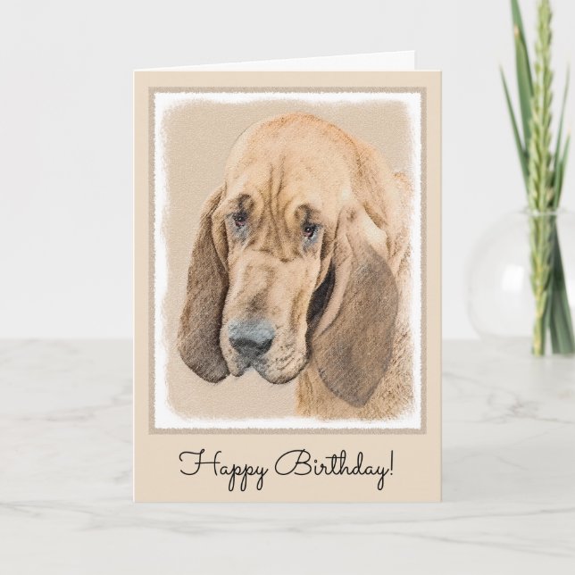 Bloodhound Painting - Cute Original Dog Art Card (Front)
