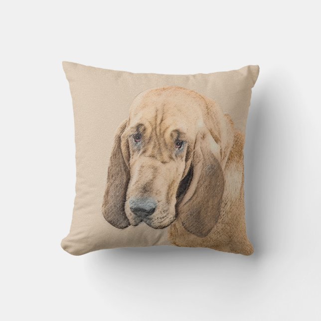 Bloodhound Painting - Cute Original Dog Art Cushion (Front)