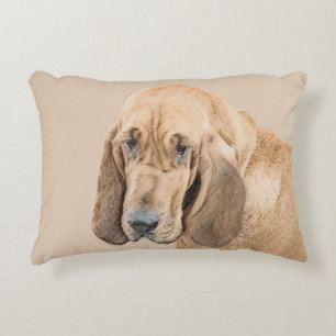 Bloodhound Painting - Cute Original Dog Art Decorative Cushion