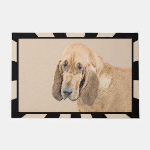 Bloodhound Painting - Cute Original Dog Art Doormat