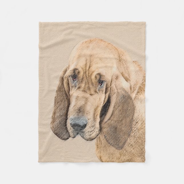Bloodhound Painting - Cute Original Dog Art Fleece Blanket (Front)