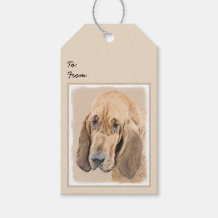 Bloodhound Painting - Cute Original Dog Art Gift Tags