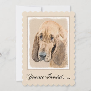 Bloodhound Painting - Cute Original Dog Art Invitation