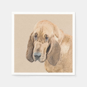 Bloodhound Painting - Cute Original Dog Art Napkin