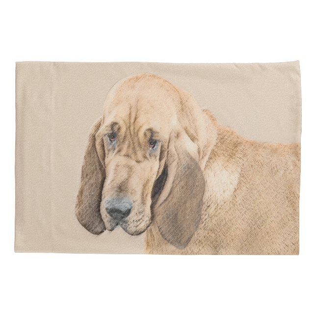 Bloodhound Painting - Cute Original Dog Art Pillowcase (Back)