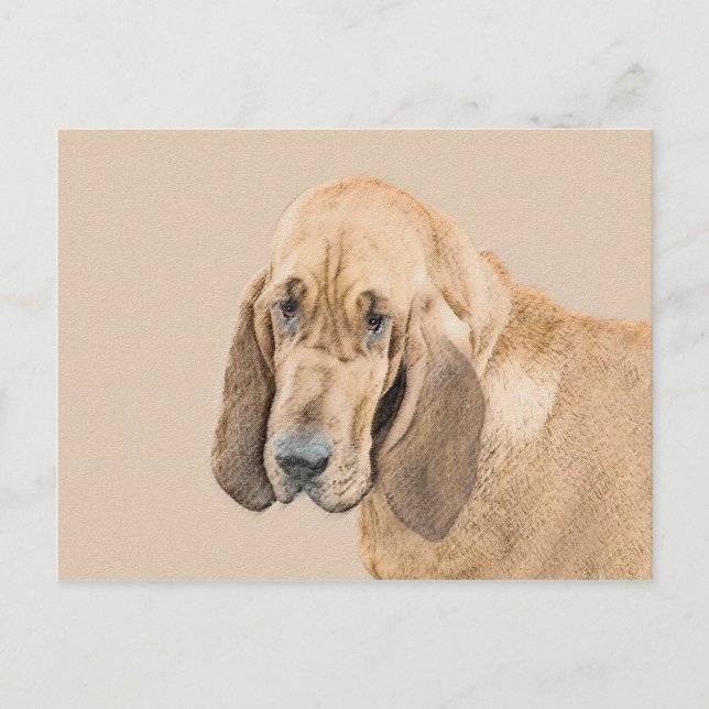 Bloodhound Painting - Cute Original Dog Art Postcard (Front)