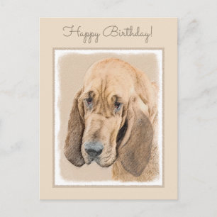 Bloodhound Painting - Cute Original Dog Art Postcard