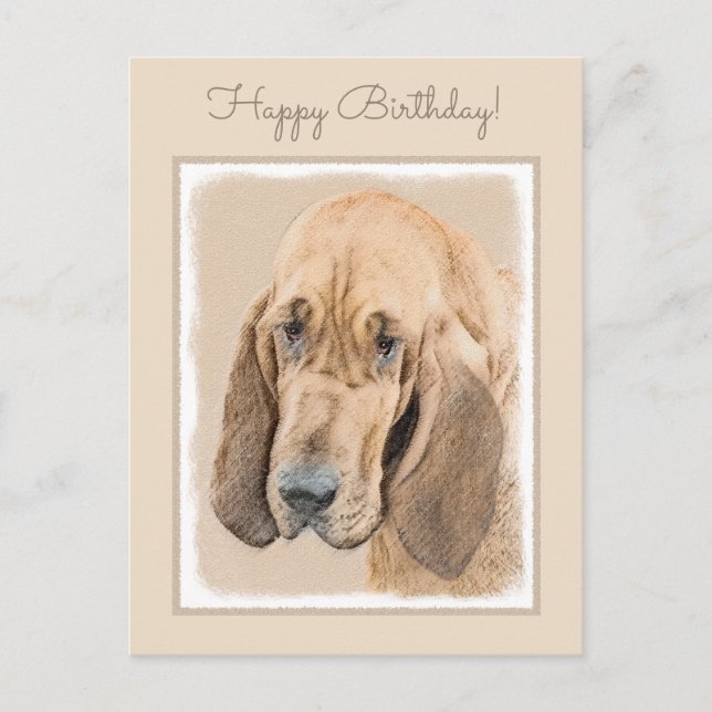 Bloodhound Painting - Cute Original Dog Art Postcard (Front)